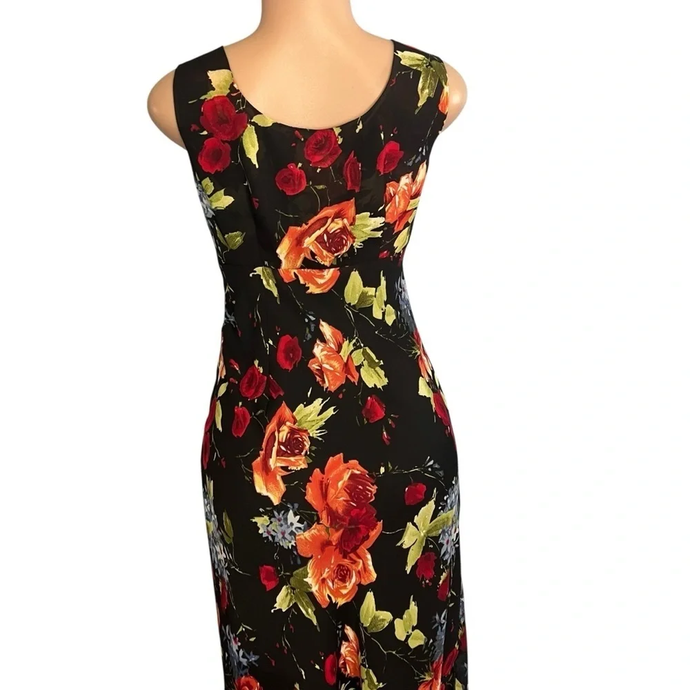 Tribal Y2K Floral Sleeveless Dainty Black Dress - Picture 6 of 8